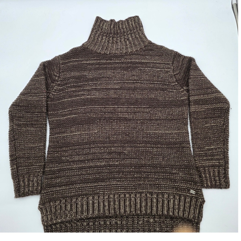 Preppy Turtleneck Sweater WMN M Brn Wool Blend Marled Boho Cozycore Casual Chic